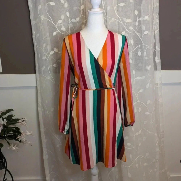 The Impeccable Pig V-Neck Colorful Mini Dress, Size S - Picture 1 of 6